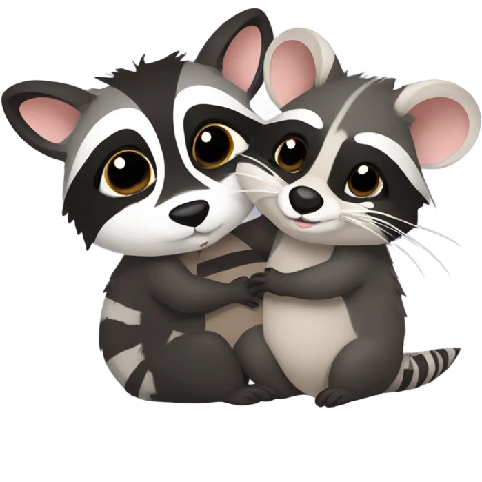 Possum kiss raccoon emoji
