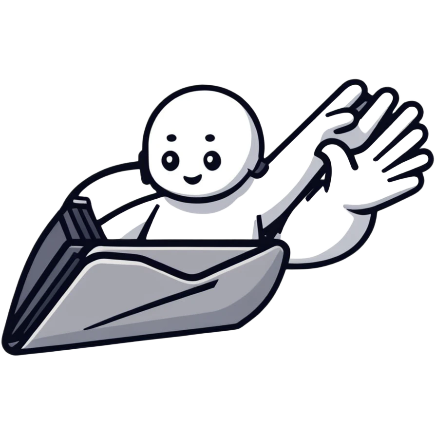 cartoon sticker style hands typing fast with exaggerated motion emoji