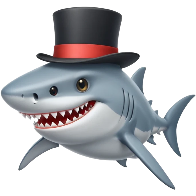 Shark with a top hat emoji