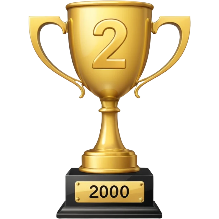 second place trophy with a number two engraved emoji