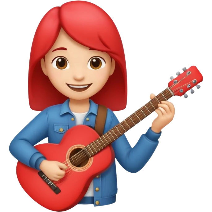 A cute shape Of Heart how is holding a guitar and smile emoji