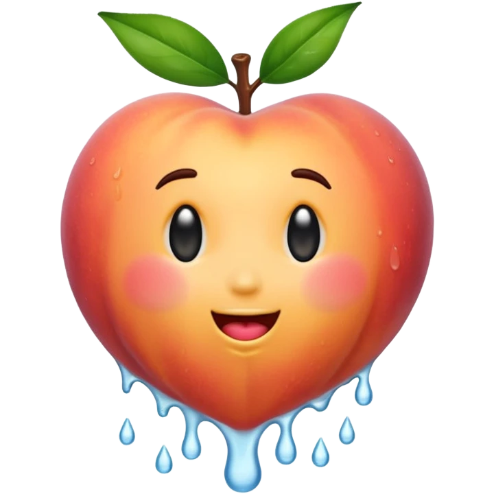 Emoji of a peach dripping water emoji
