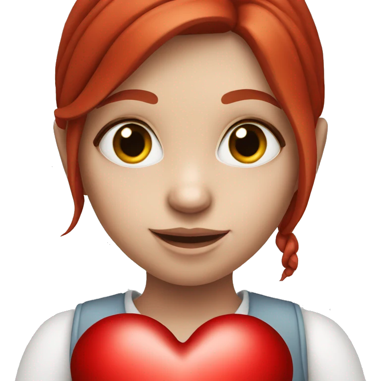 white red haired & eyed girl holding a heart emoji