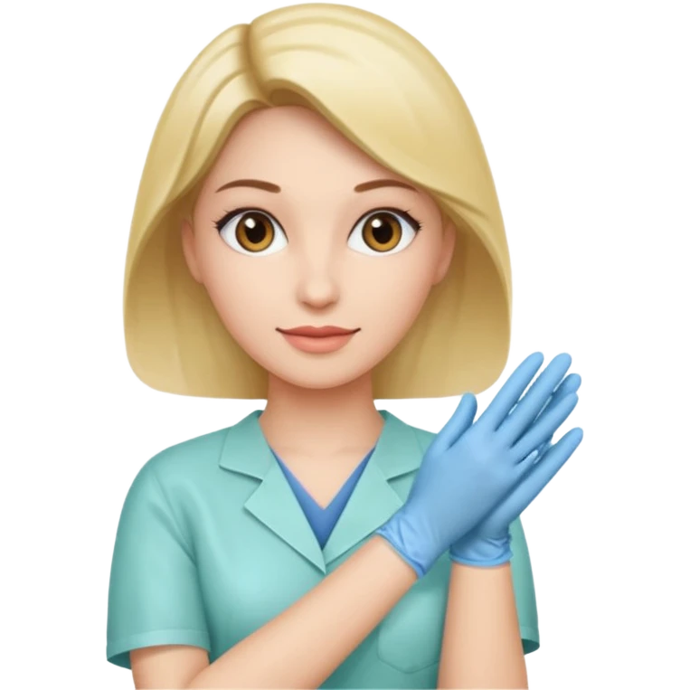 a woman in homecare wearing medical gloves emoji
