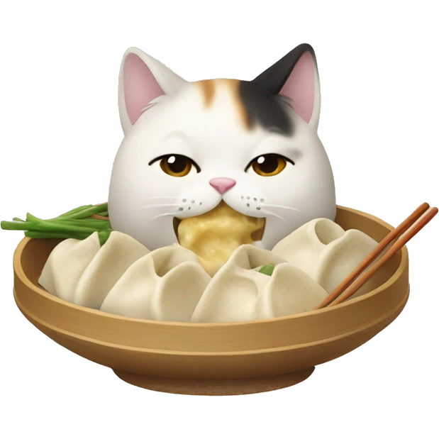 cat eating Steamed dumplings emoji