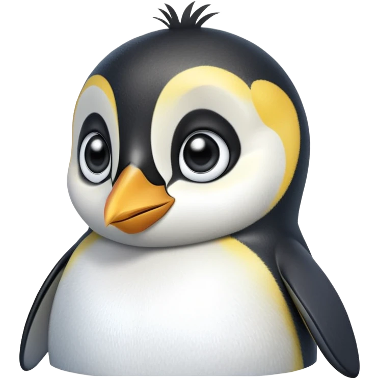 cinematic-cute-emperor-penguin-portrait-emoji,-head-tilted-playfully-and-inquisitively,-with-glossy,-pristine-plumage,-sparkling-eyes-filled-with-curiosity,-simplified-yet-irresistibly-adorable-features, black, large black eyes face emoji