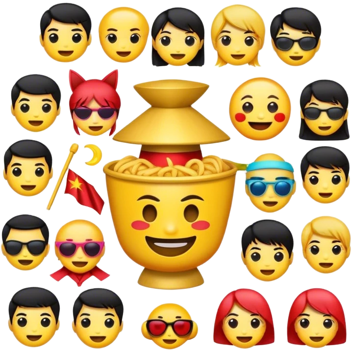Cinematic Realistic V-pop Music Pop Culture Emoji, showcasing a modern, energetic representation of Vietnamese pop culture rendered with vivid textures and dynamic, colorful lighting. emoji