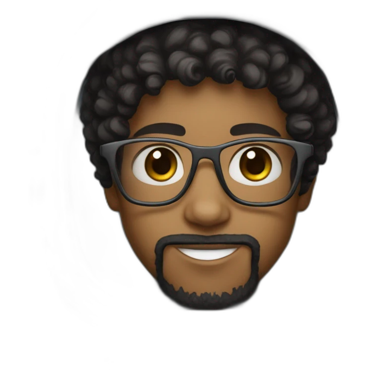 Light skinned Boy with black short curly hear and beard and glasses wearing a white astronaut suit emoji