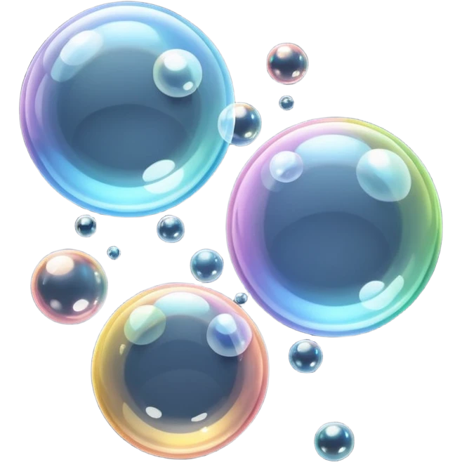 bubble foam object icon, floating soap bubbles, shiny transparent, 3D cartoon, soft shadow, mobile game icon style, centered, clean background, no text, no watermark
 emoji
