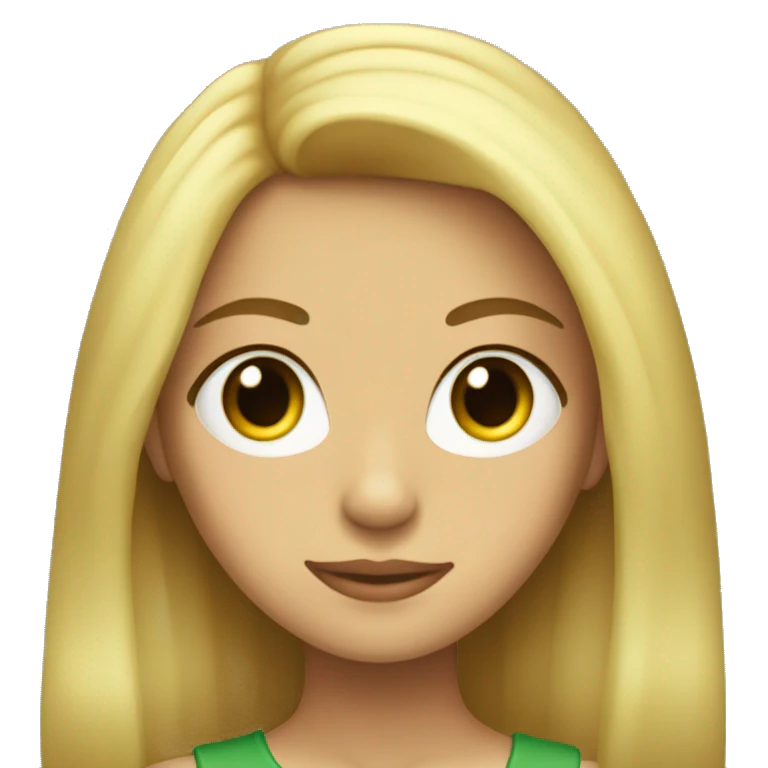 chica adolescente con el pelo lacio rubio, ojos verdes emoji
