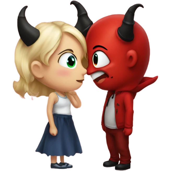 cute devil kiss a girl emoji