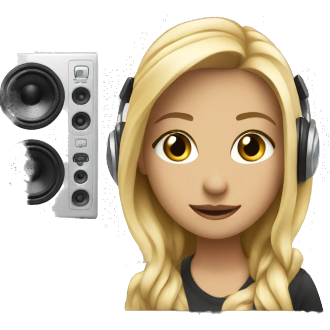 Audio technician blonde girl with a dj desk emoji