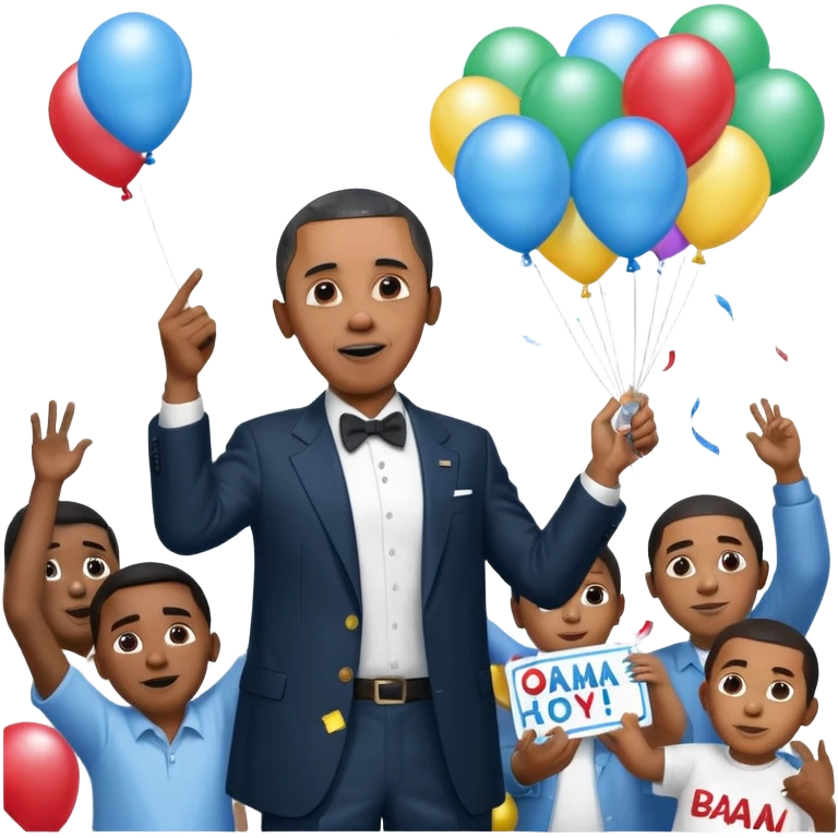 Diddy holding baby oil at a party with balloons and confetti and banners oiled up Obama is there as well holding a sign saying Obama have dih emoji