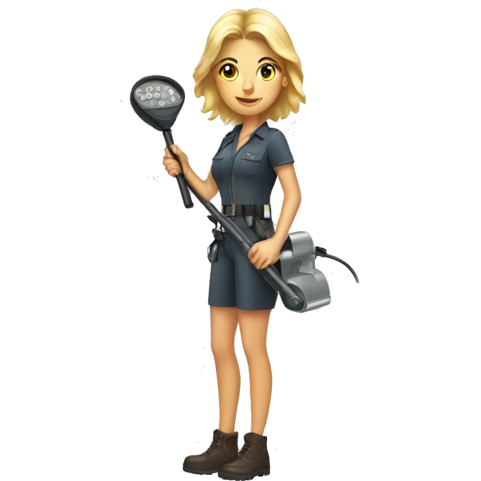 Pretty woman using a metal detector  emoji