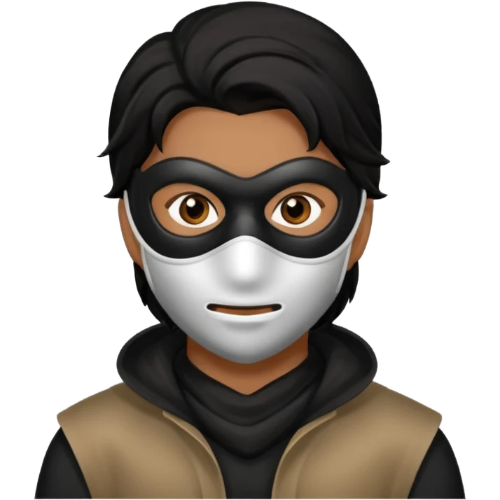 robber with brown skin, black hair emoji