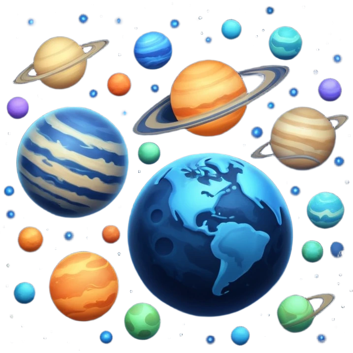 space, planets, dark blue emoji