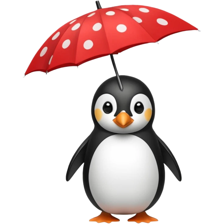 Penguin with red polka-dot umbrella emoji
