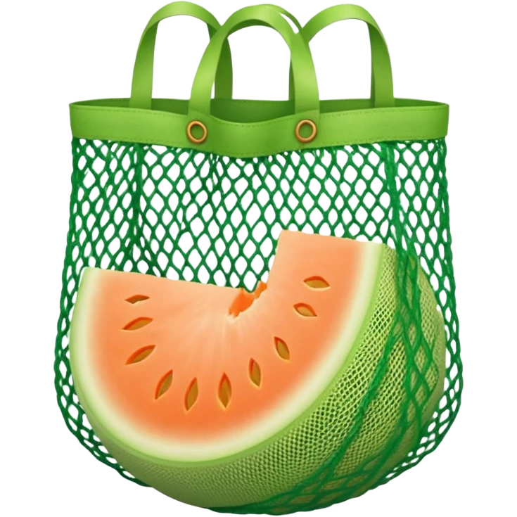 net bag,  mesh storage bag, tote bag, stored with melon it has two knited handles as bag itself emoji