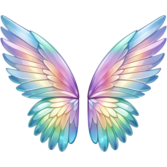 A pair of Sparkly glossy Pastel iridescent glass wings  emoji