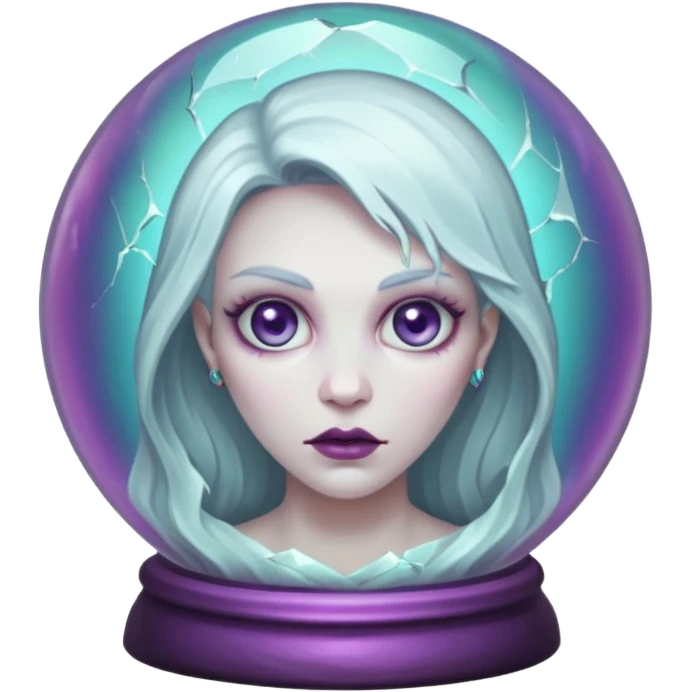 A Ghoulish Lady's head in a crystal ball emoji