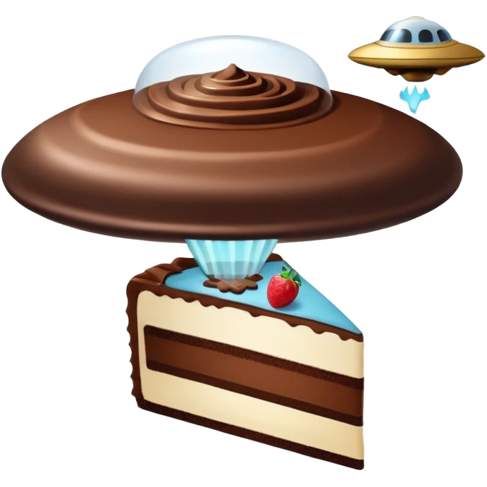 piece of cake being stolen by flying ufo  emoji