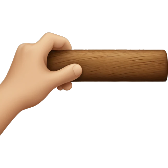Handing someone a wooden bar emoji