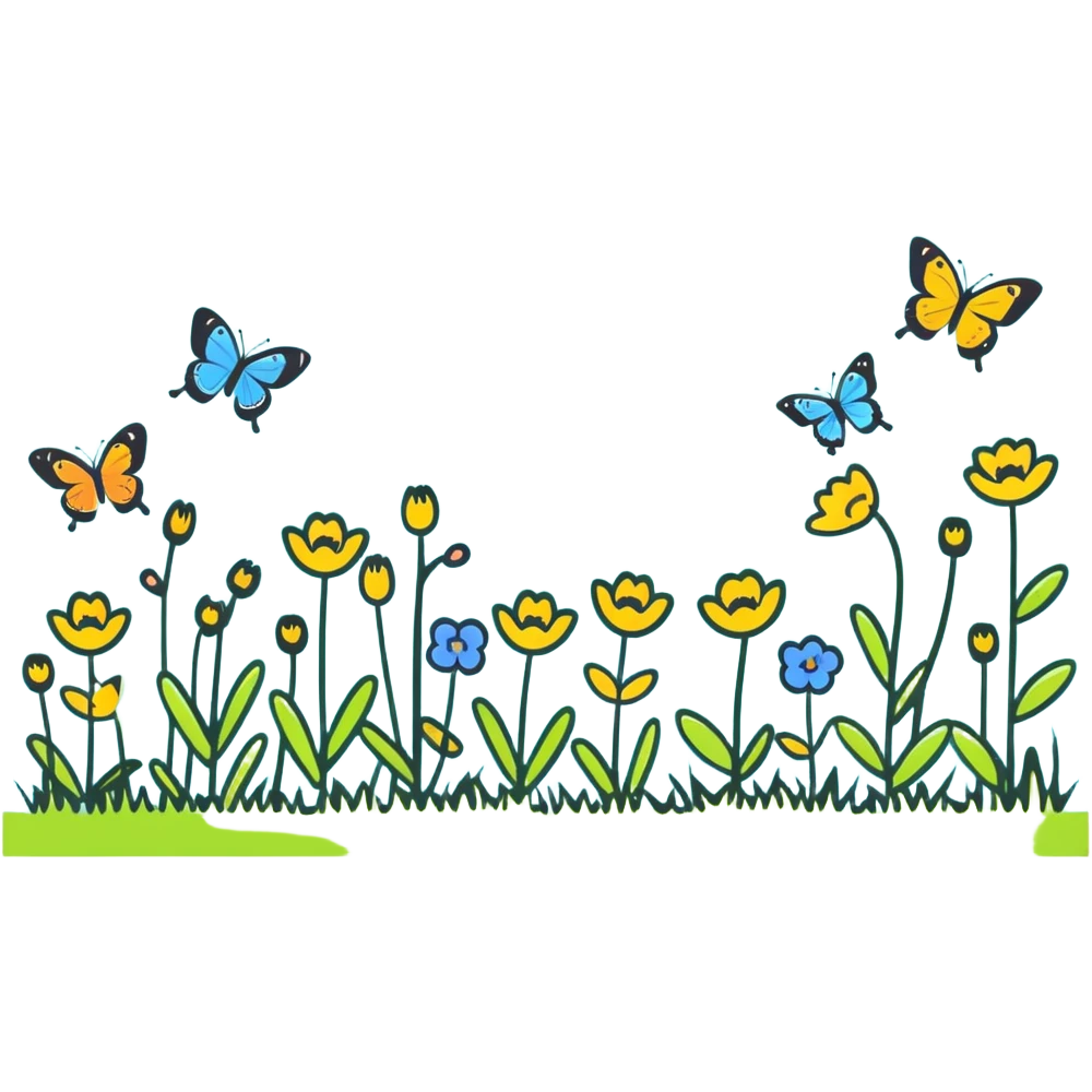 spring meadow with butterflies emoji