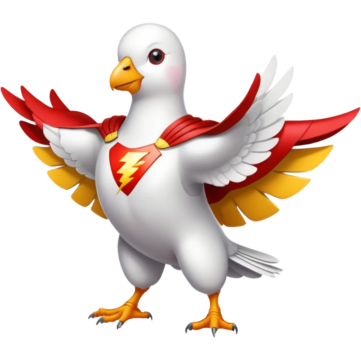 white pigeon wearing Flash superhero suit emoji