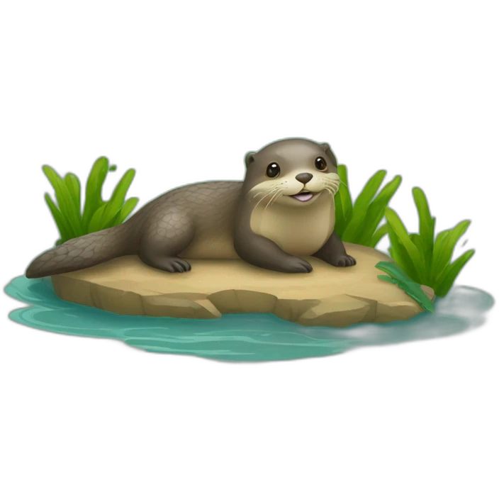 Une loutre en haut d'un tortue emoji