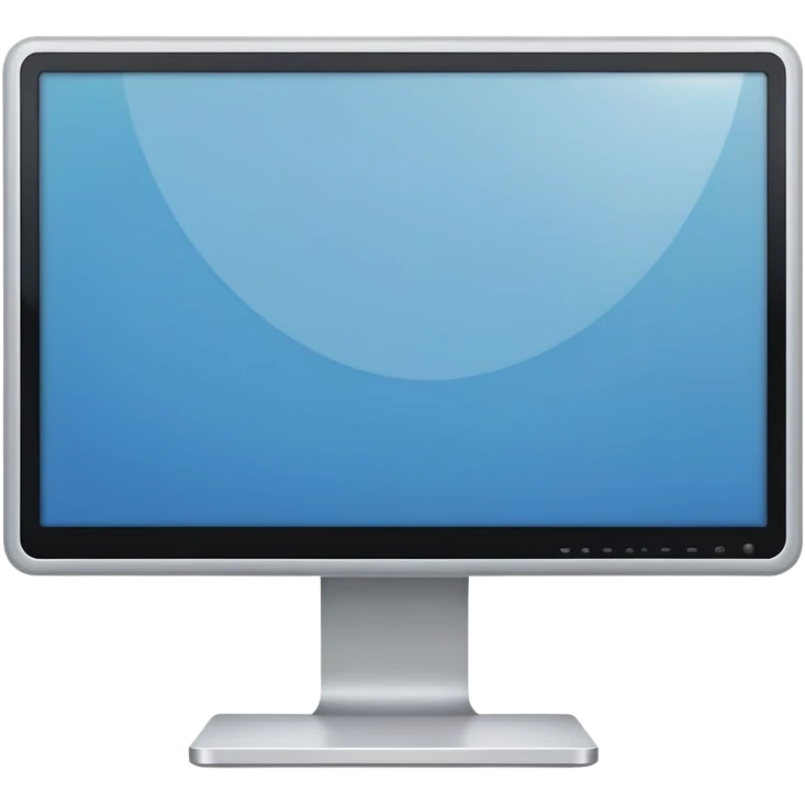 A flat-style illustration of a computer monitor . The monitor is sleek and modern, rendered in minimal detail. front view emoji