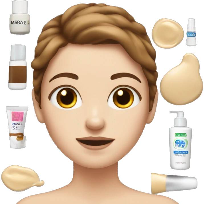 white girl applying cream on face with brown hair  emoji