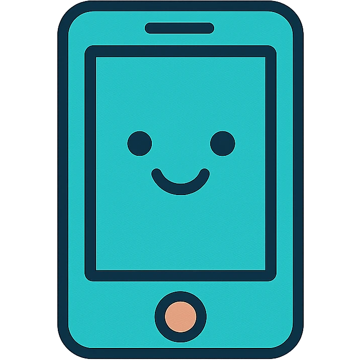 cute phone, playful and modern design, lineal color icon with black outlines emoji