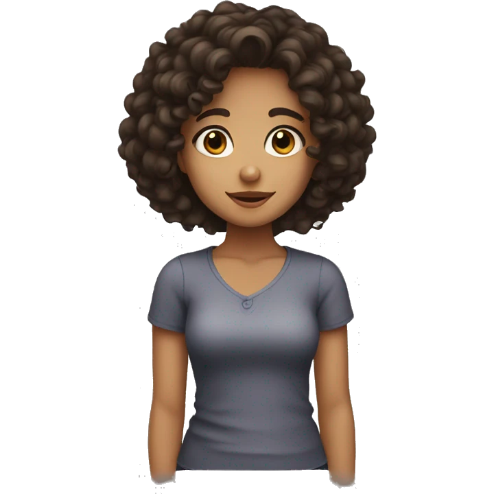 girl with curly dark hair and brown eyes emoji