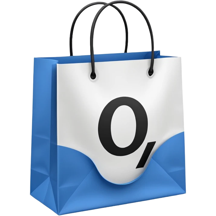 A shopping bag with a bold percent symbol (%) printed on it, symbolizing discounts and shopping benefits. emoji