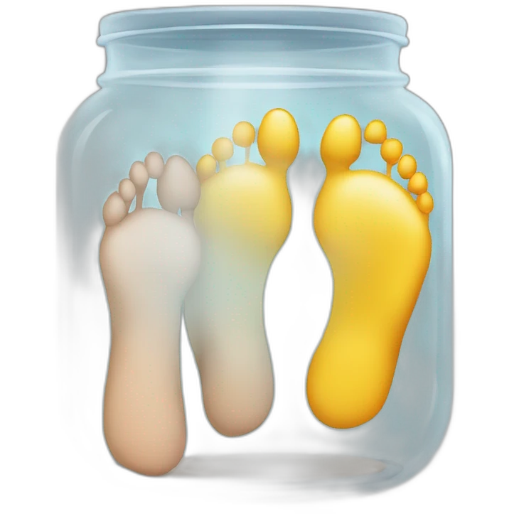two human feet right and left outside of an empty glass jar between them emoji