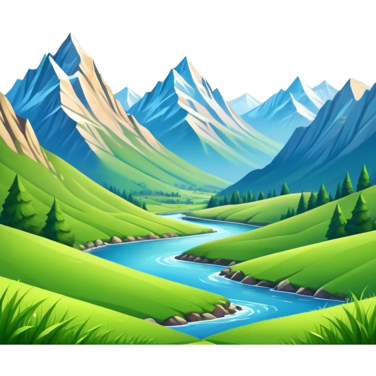 Mountain valley landscape with peaks and valleys emoji