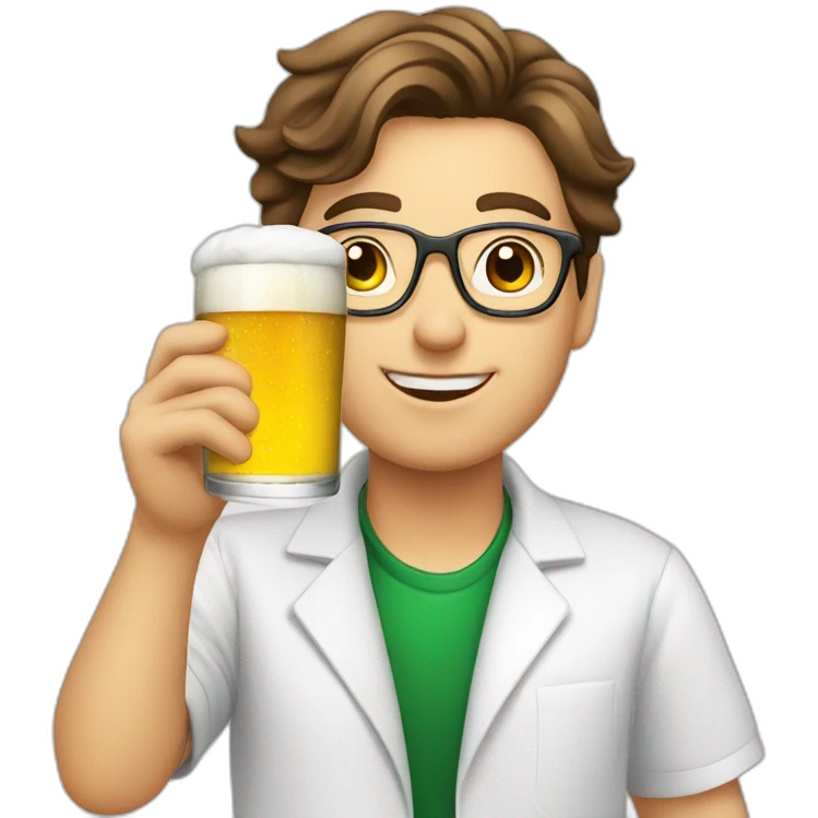 Chemist drinking beer with beautiful girls emoji