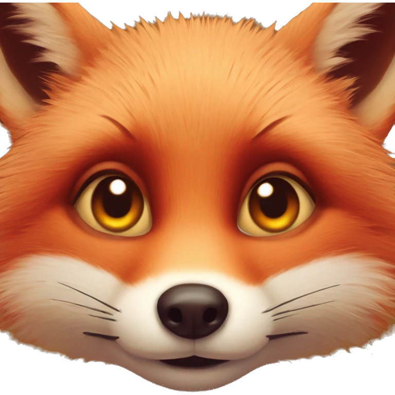 deep lush red fox face with tiny red heart in eyes emoji