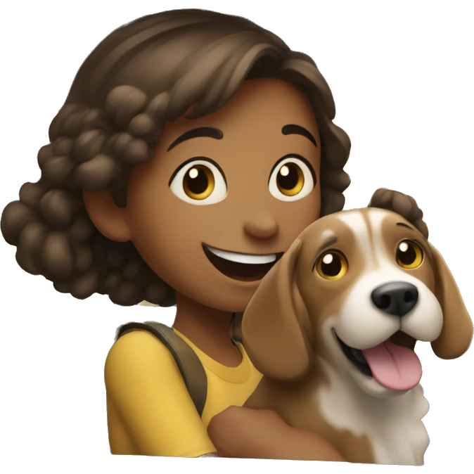 happy girl with dog in car emoji