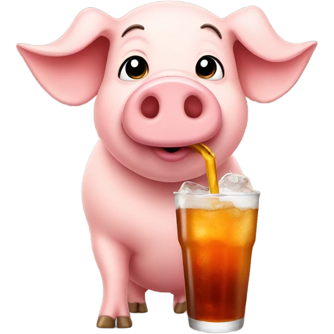 pig drinking soda emoji