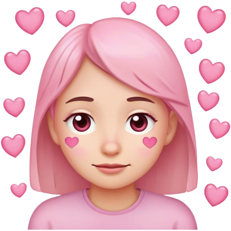 Face emoji with little smile, a bit of tears in the eyes and pink hearts emoji