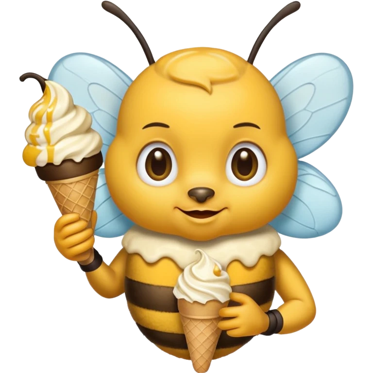 honeybee with ice cream in hand emoji