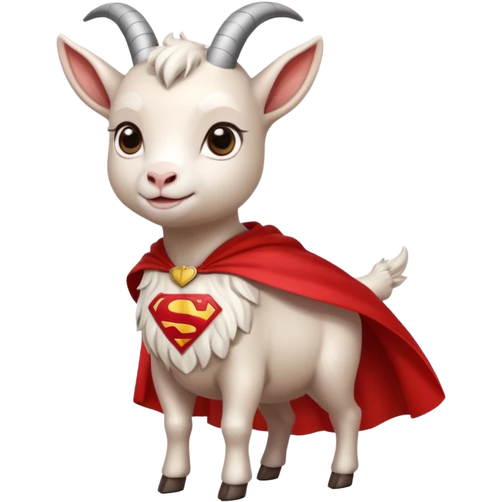 white female goat wearing a read cape like superman emoji