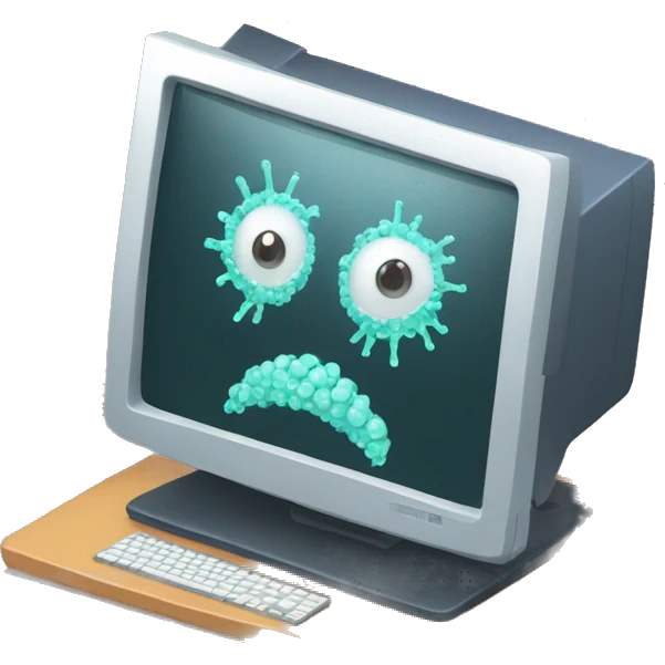 Please draw a picture of the program virus in the computer screen emoji