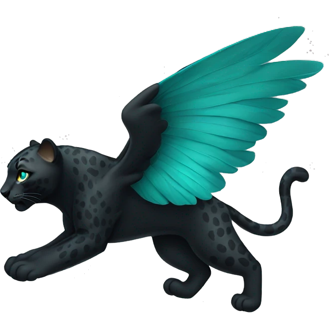winged black leopard with turquoise eyes flying emoji