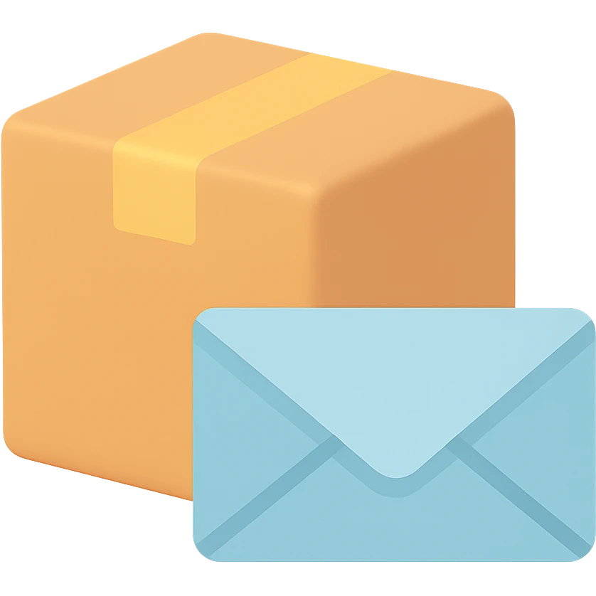 a box and an envelope together, colorful icon style emoji