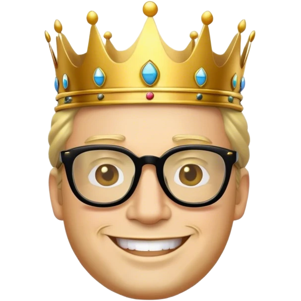 
A king wearing a crown and black glasses and smiling cool emoji emoji