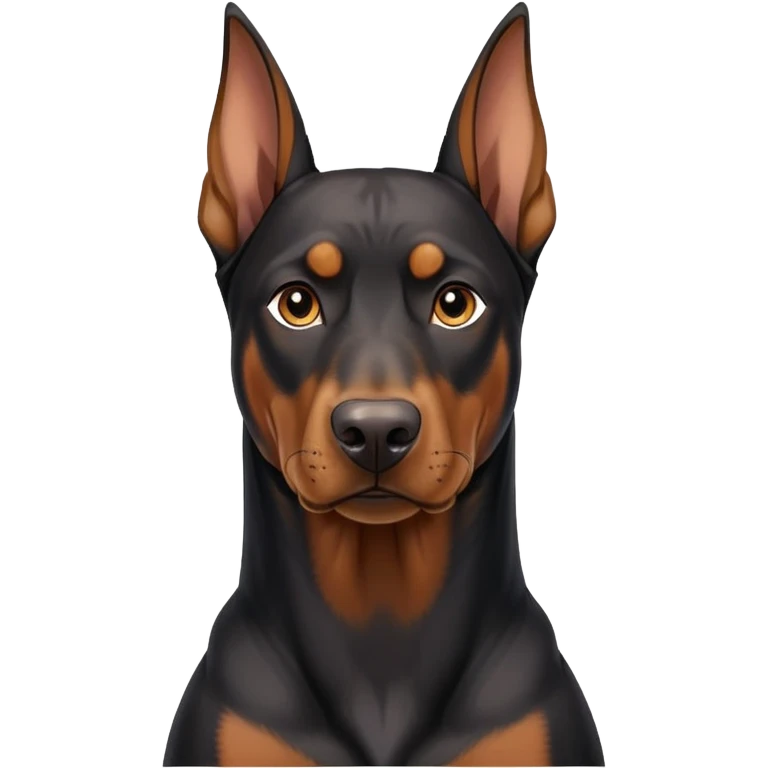 Doberman with one ear up and one ear floppy emoji