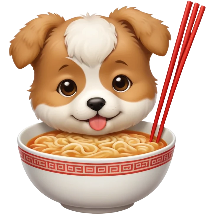 Puppy eating ramen emoji