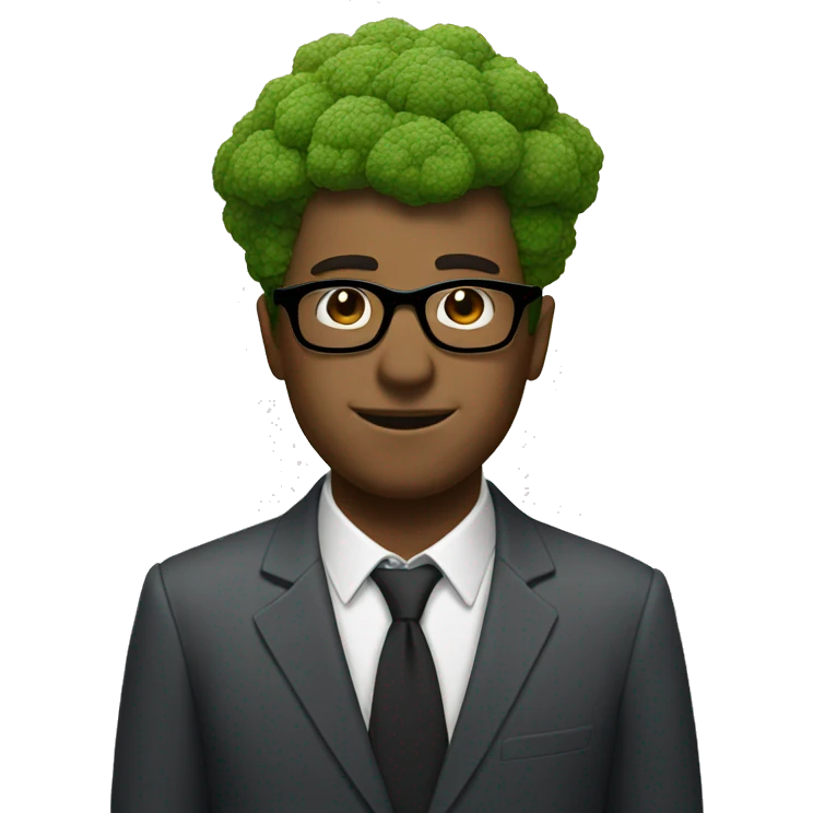 man with broccoli hair and glasses emoji